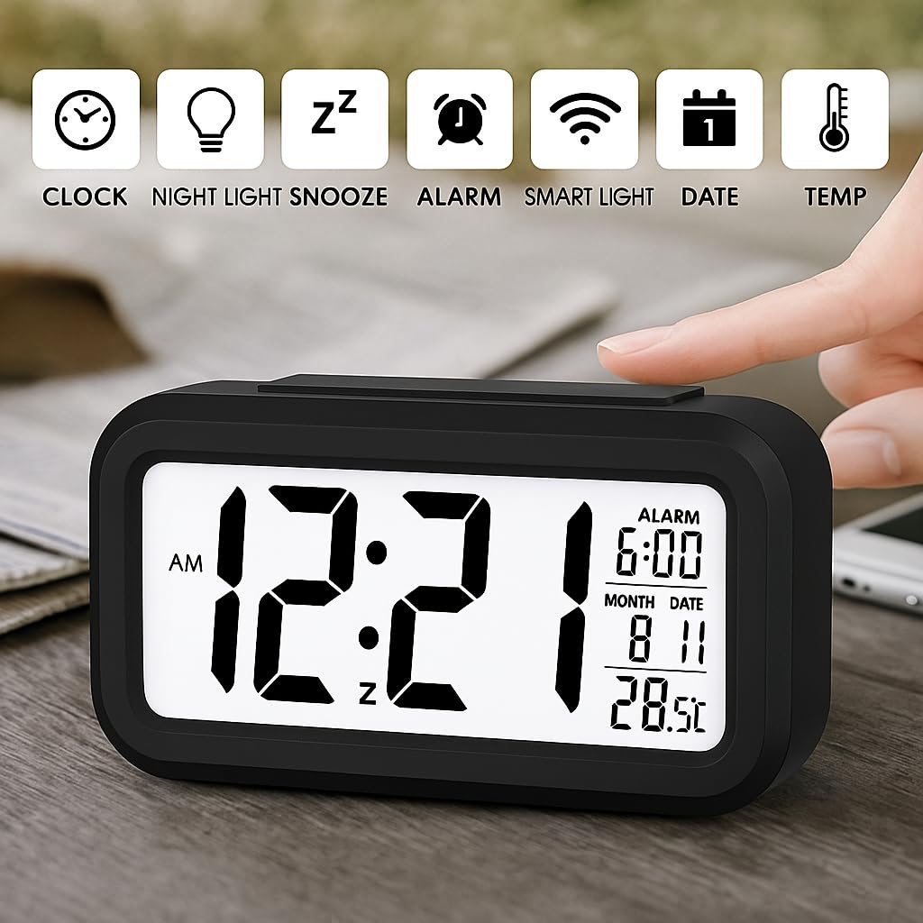 Lumix Digital Alarm Clock + Free Mobile Charging Stand