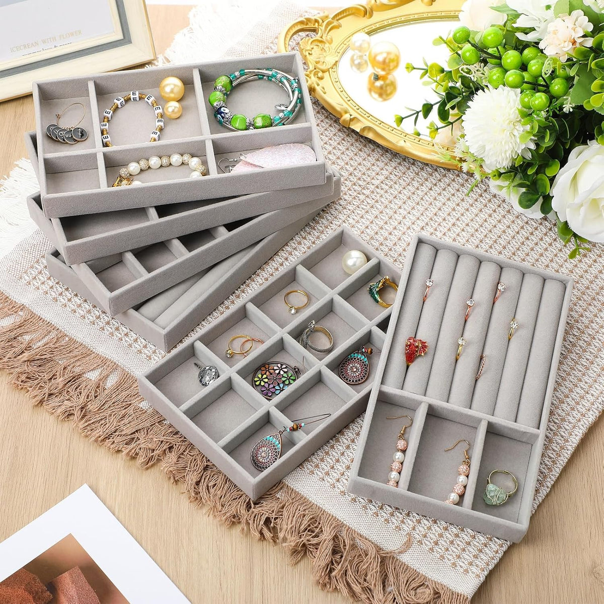 Velvet Jewel organiser Box(Set of 4)