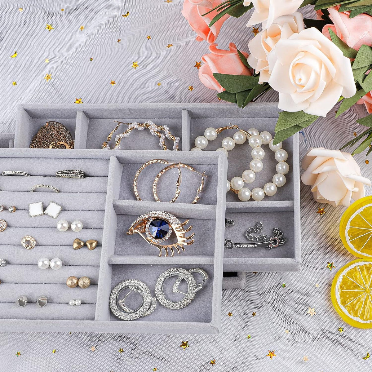 Velvet Jewel organiser Box(Set of 4)