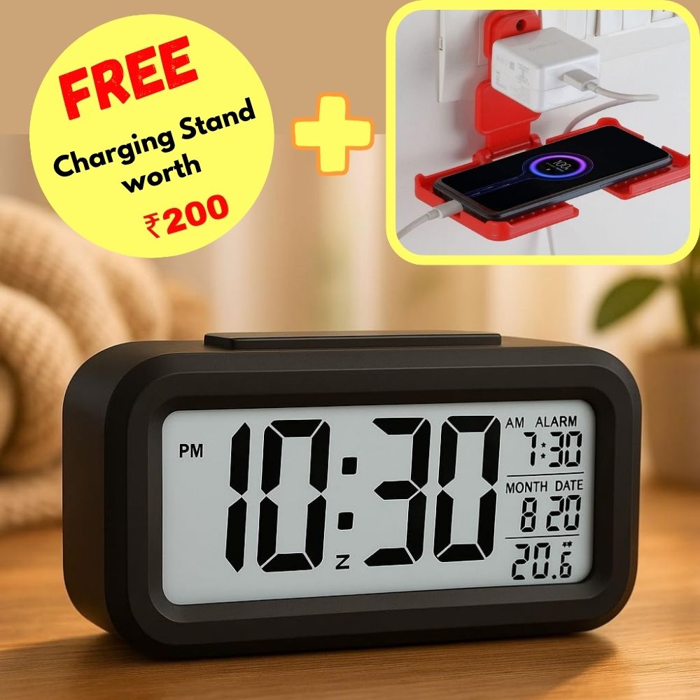Lumix Digital Alarm Clock + Free Mobile Charging Stand